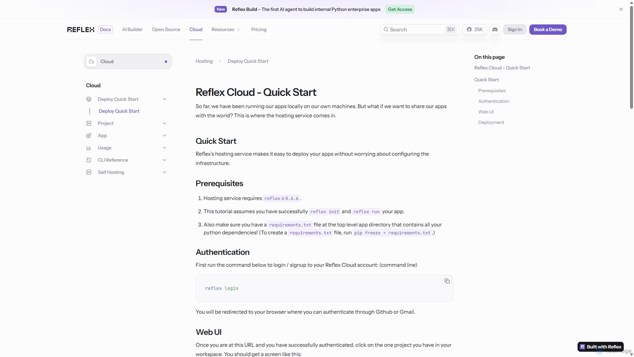Deploy Quick Start for Reflex