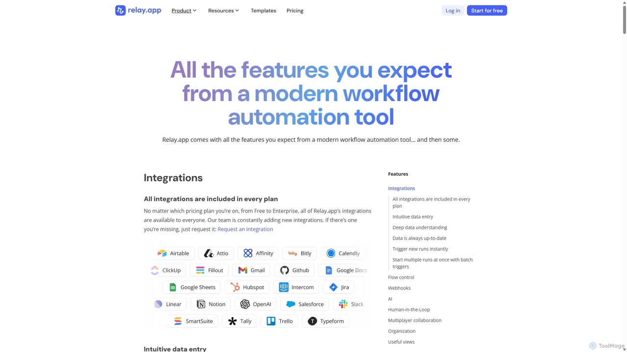 Features: All the features you expect from a modern workflow automation tool and more for Relay.app