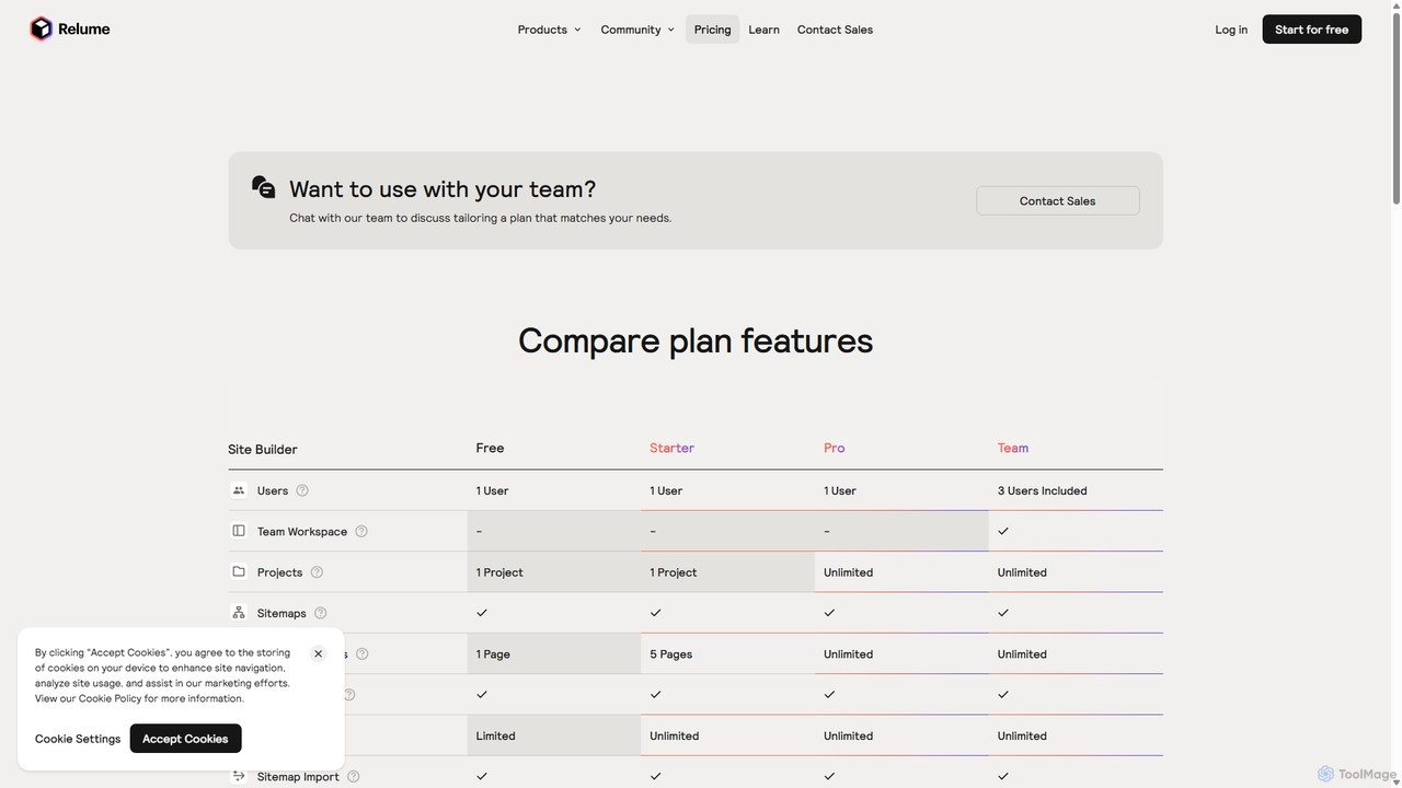 Relume — Pricing Plans for Relume