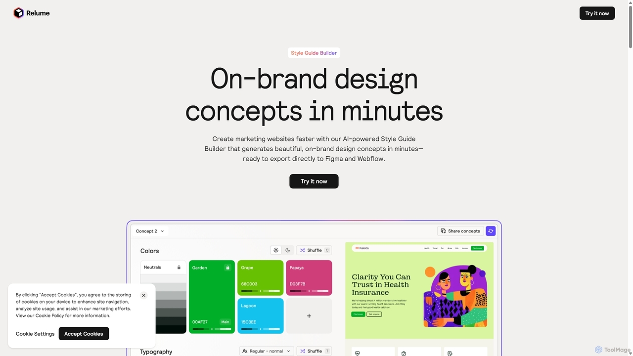 Relume — On-brand Design Concepts in Minutes | AI Style Guide Builder for Relume