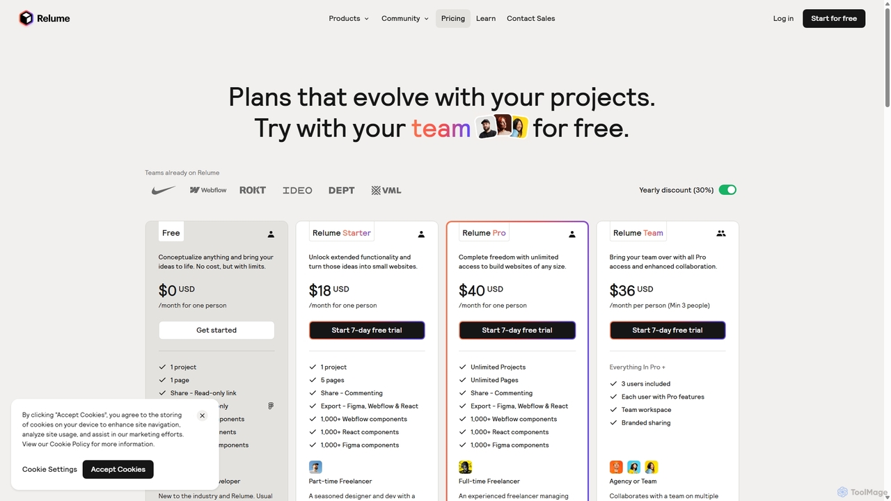 Relume — Pricing Plans for Relume