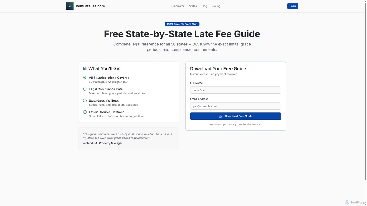 RentLateFee.com - Rent Late Fee Calculator for All 50 States + DC for RentLateFee