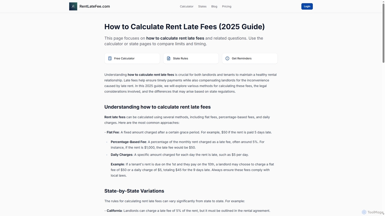 How to Calculate Rent Late Fees (2025 Guide) | RentLateFee.com for RentLateFee