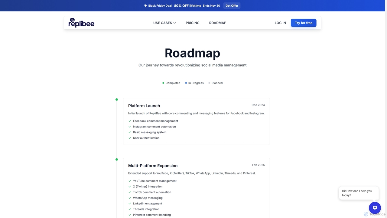 Product Roadmap - RepliBee's Future - RepliBee for RepliBee