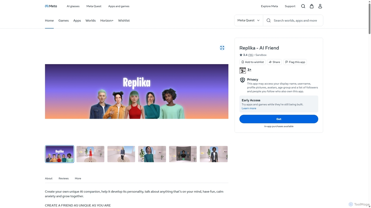 Replika - AI Friend on Meta Quest | Quest VR Games | Meta Store for Replika