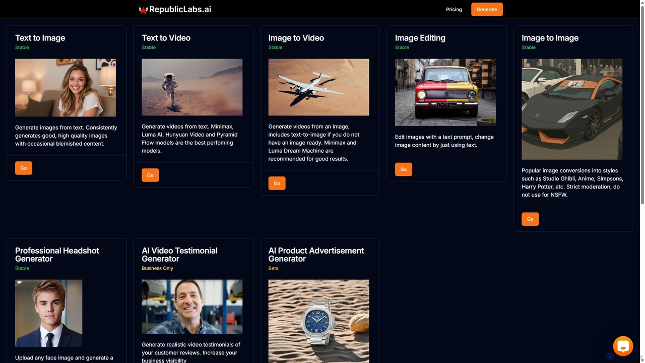 RepublicLabs.ai | Generate images and videos from AI Generative models for RepublicLabs.ai