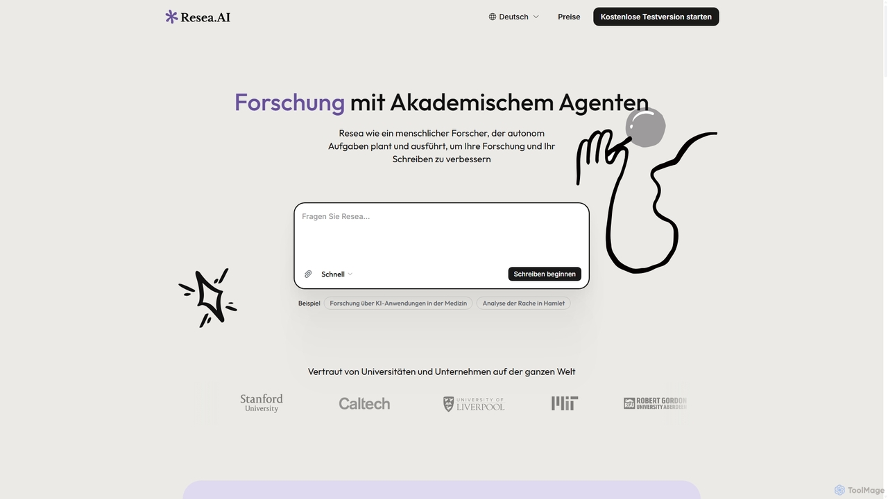 Resea AI: Der weltweit erste akademische Agent for Resea AI