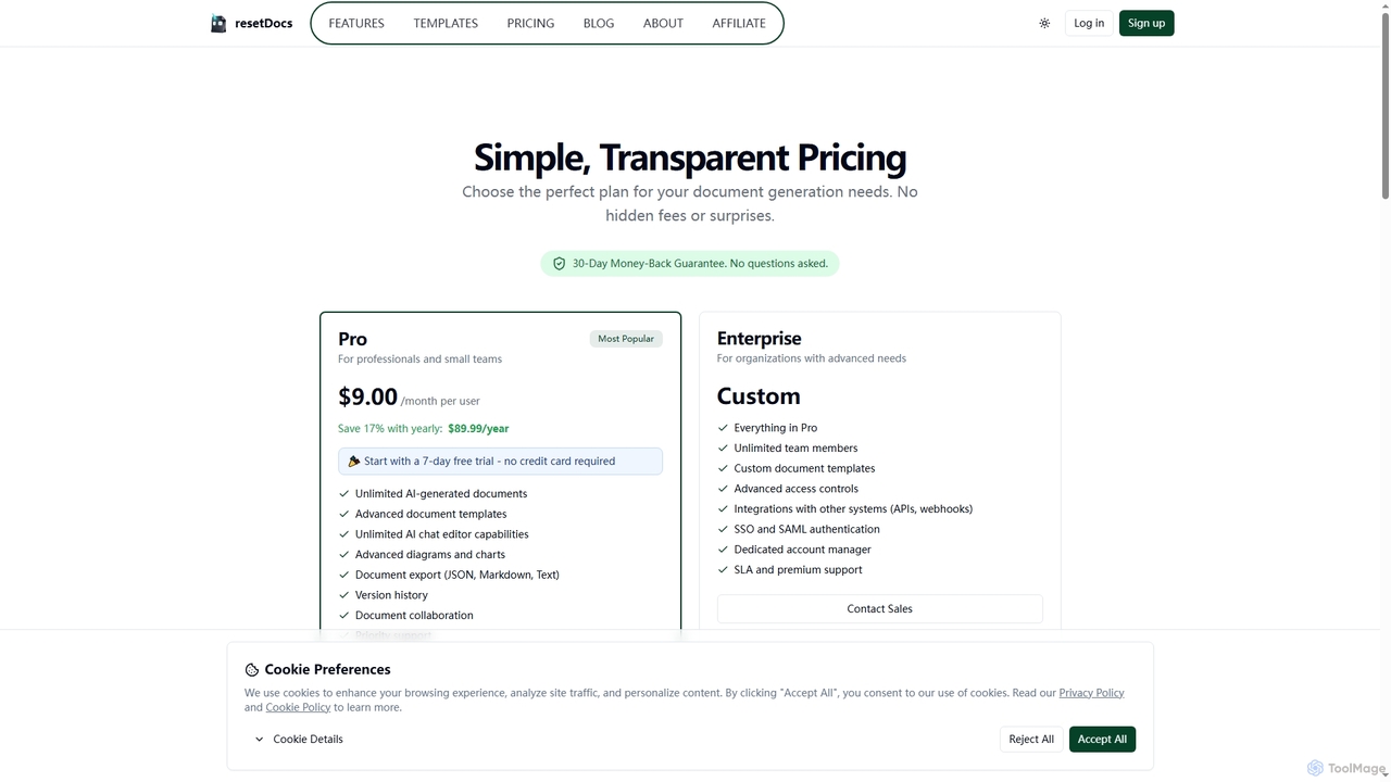 Pricing | resetDocs | resetDocs for Resetdocs