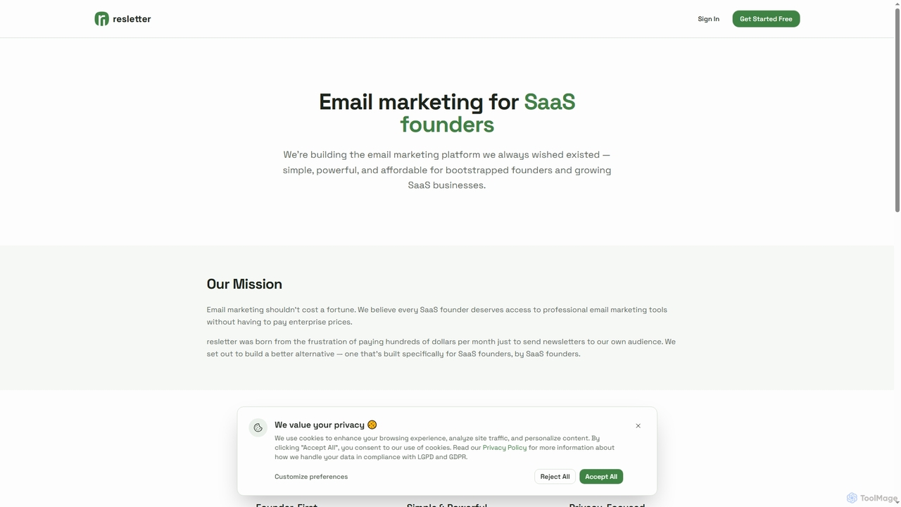 Resletter - Email Marketing Platform for SaaS Founders for Resletter