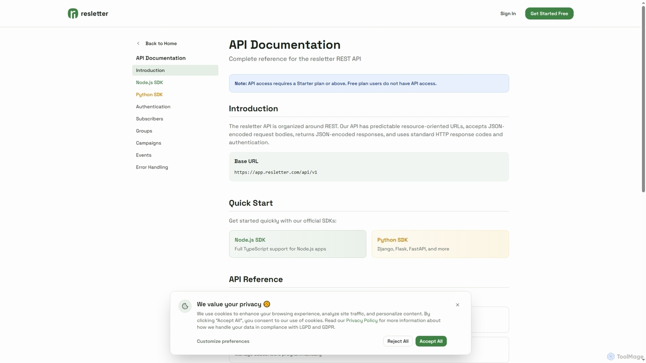 API Documentation - Resletter | Resletter for Resletter