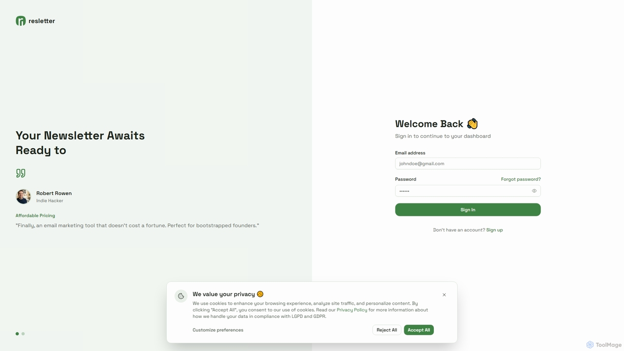 Resletter - Email Marketing Platform for SaaS Founders for Resletter