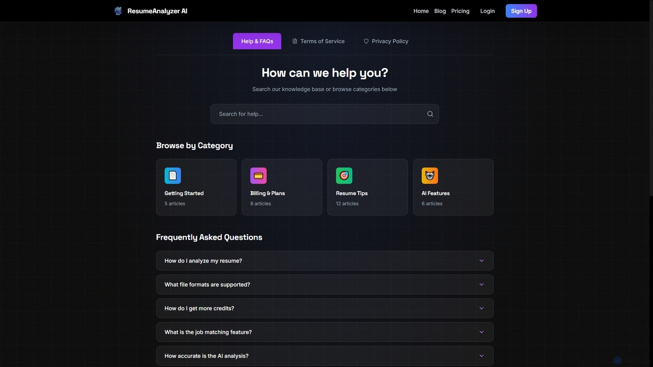 Help & Support | ResumeAnalyzer AI for ResumeAnalyzer AI