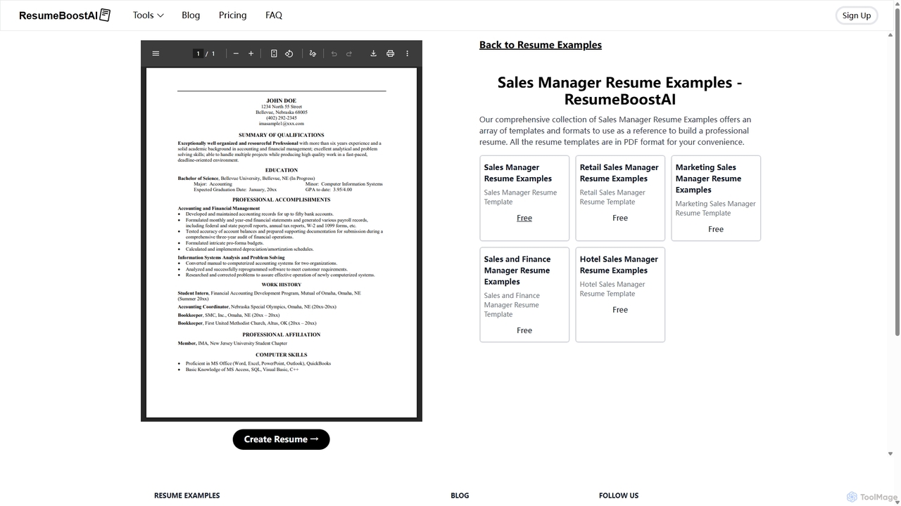 Sales Manager Resume Examples for ResumeBoostAI