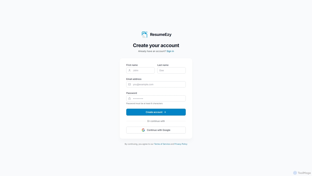 Create Account - ResumeEzy | ResumeEzy for ResumeEzy