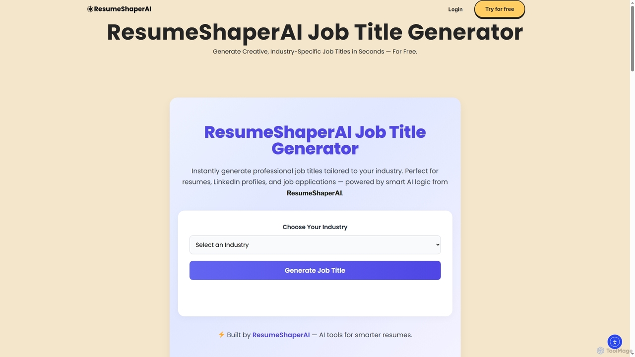 Job Title Generator - 💡ResumeShaperAI for ResumeShaperAI