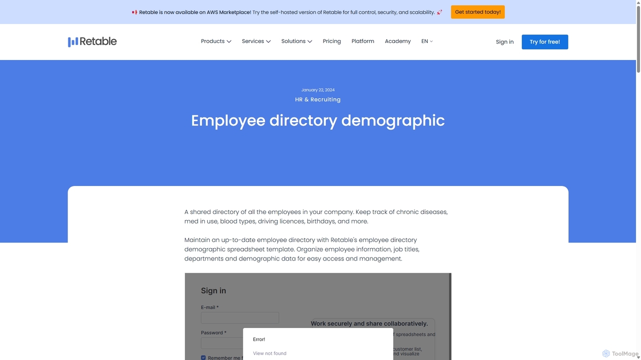 Free Employee Directory Demographic Spreadsheet Template for Retable