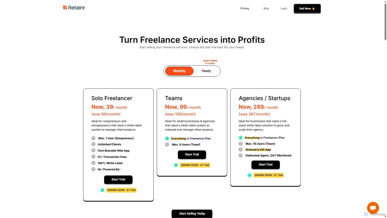 Retainr.io Pricing. Affordable Agency Management Software for Retainr