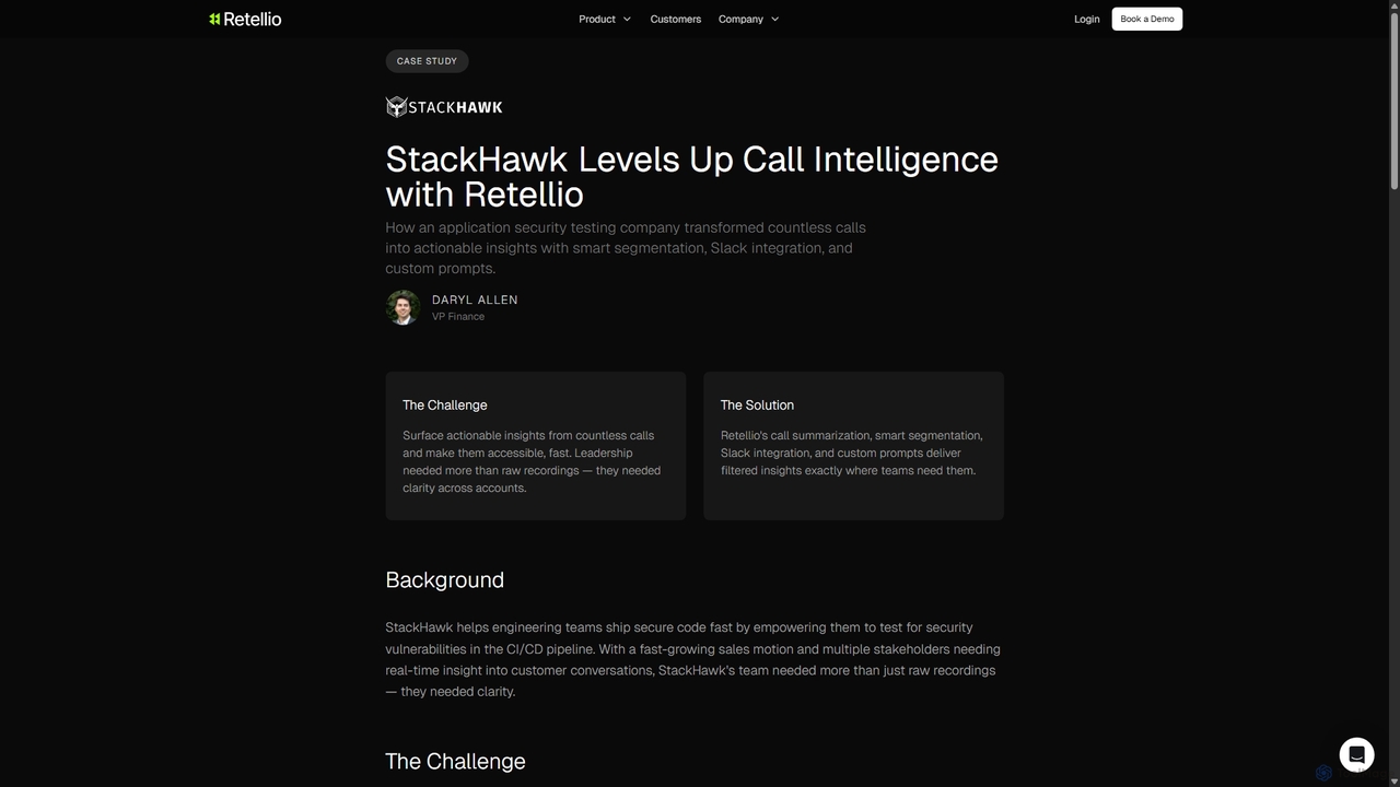 StackHawk Case Study: Leveling Up Call Intelligence with Retellio | Retellio for Retellio