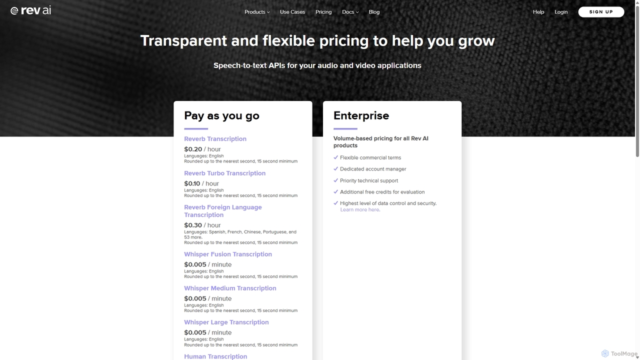 Pricing | Rev AI for Rev AI