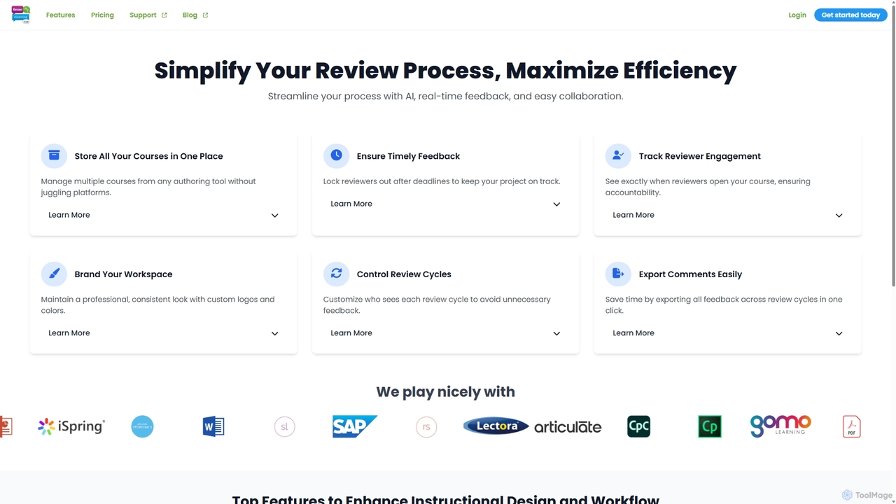 Review My eLearning - Features for Review My eLearning