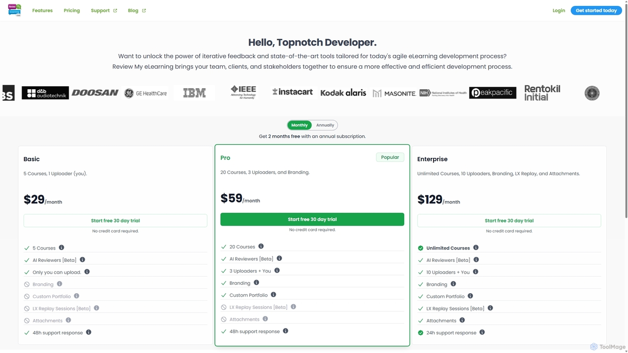 Review My eLearning - Pricing for Review My eLearning