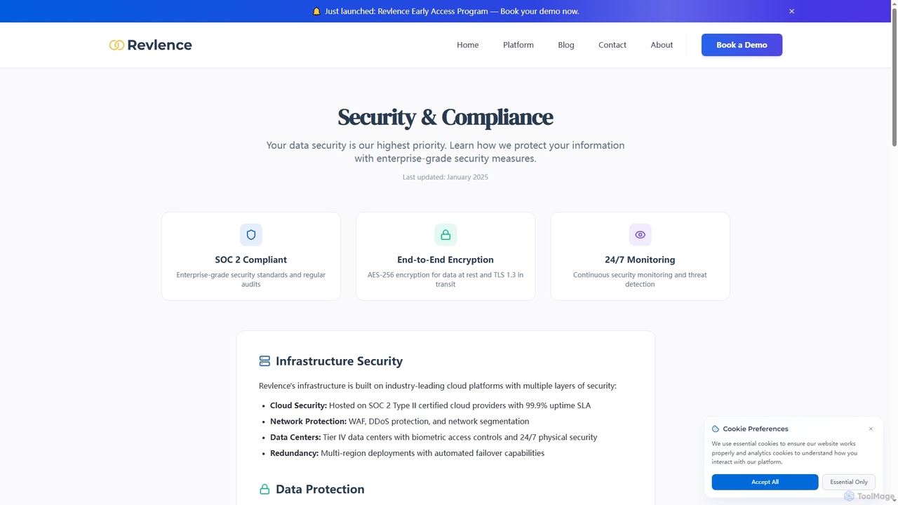 Security & Compliance - Enterprise-Grade Data Protection | Revlence for Revlence