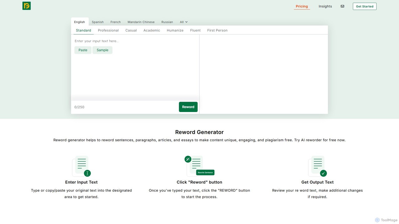 preview for Reword Generator