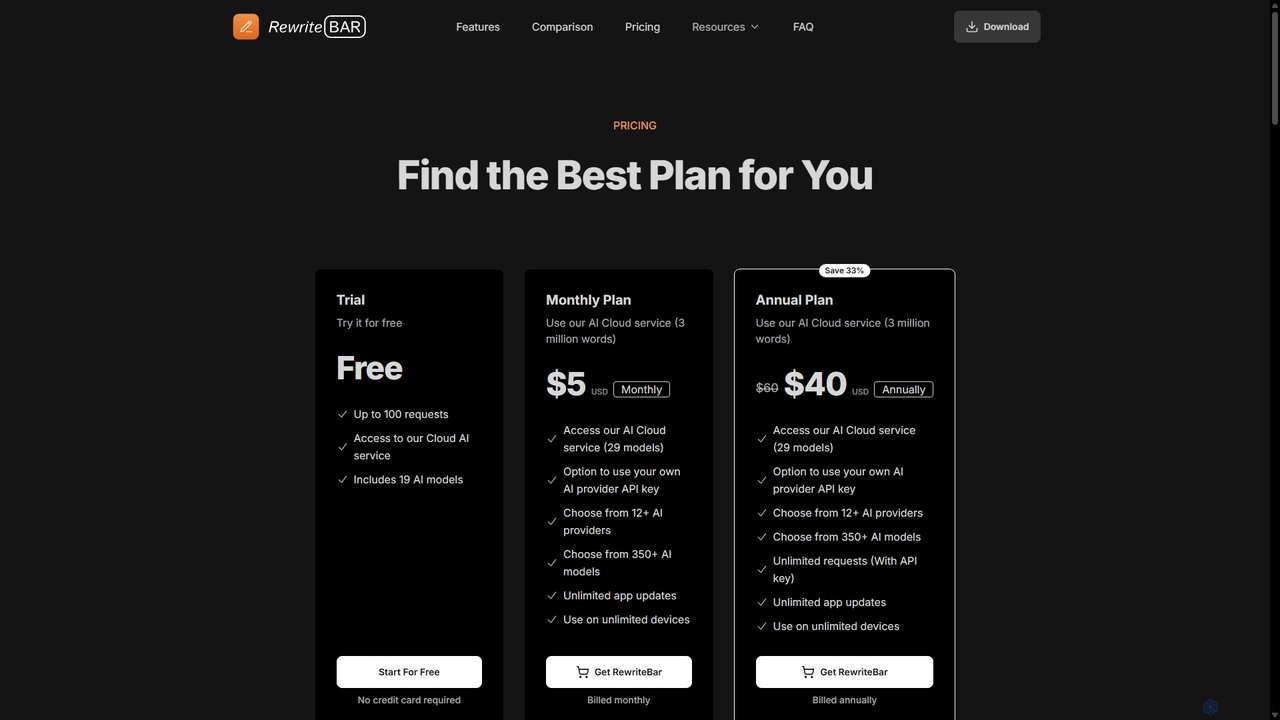 Find the Best Plan for You | RewriteBar for RewriteBar