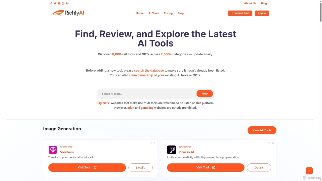 AI Tools Hub | Generate Text, Images, Code & Chatbots Instantly for RichlyAI