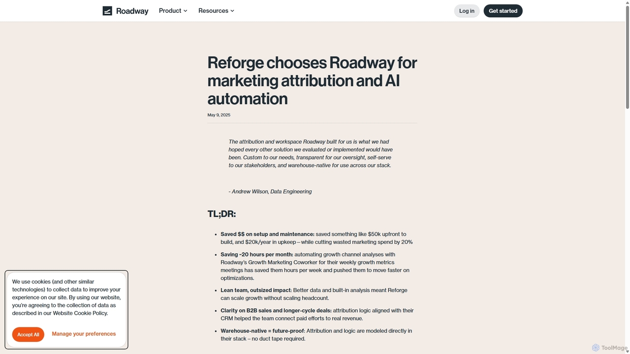 Reforge chooses Roadway for marketing attribution and AI automation for Roadway AI