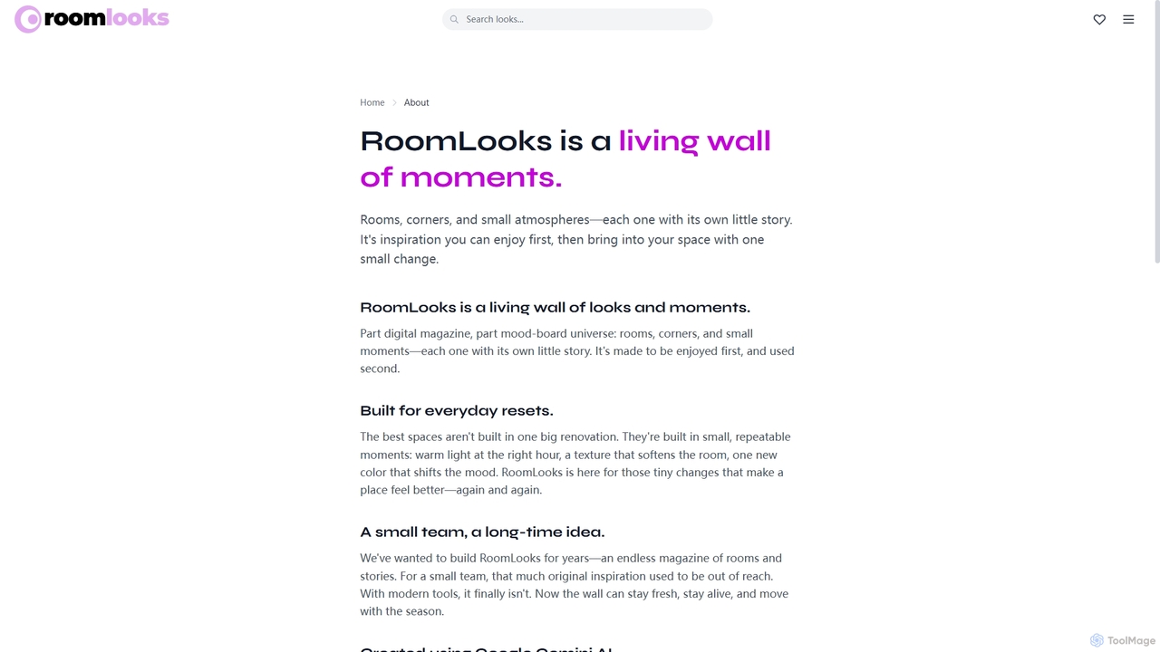 About | RoomLooks for RoomLooks
