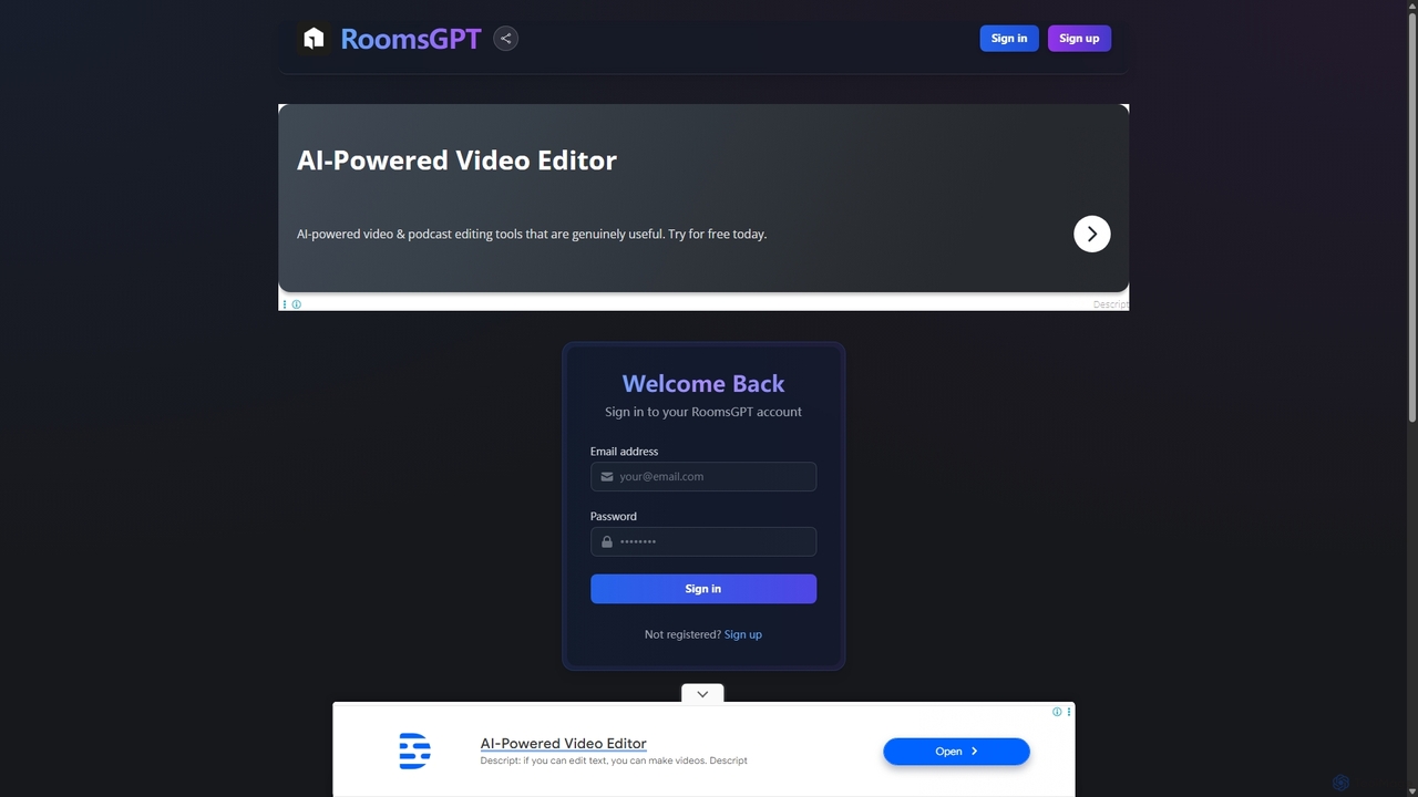 Sign In | RoomsGPT for RoomsGPT