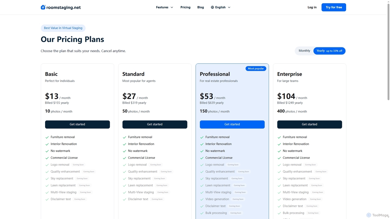 Pricing Plans | RoomStaging for RoomStaging
