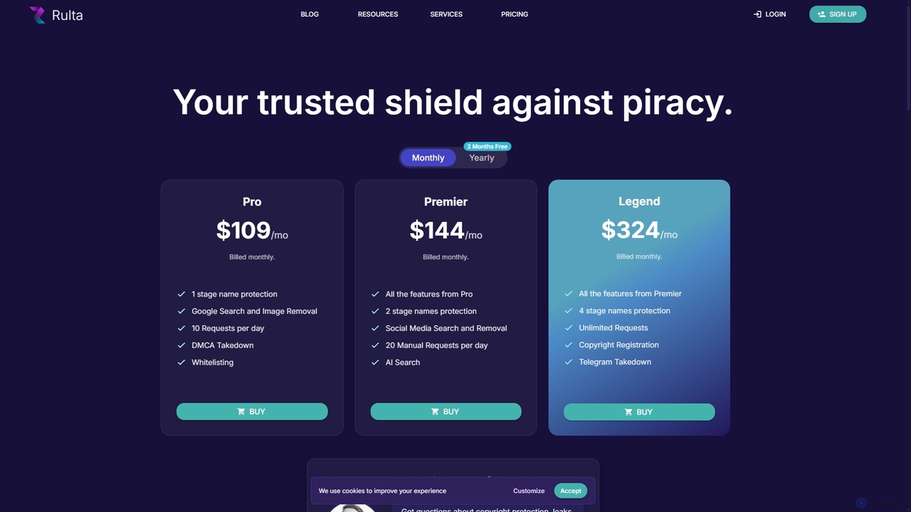 Pricing | Protect Your Content Today | Rulta for Rulta
