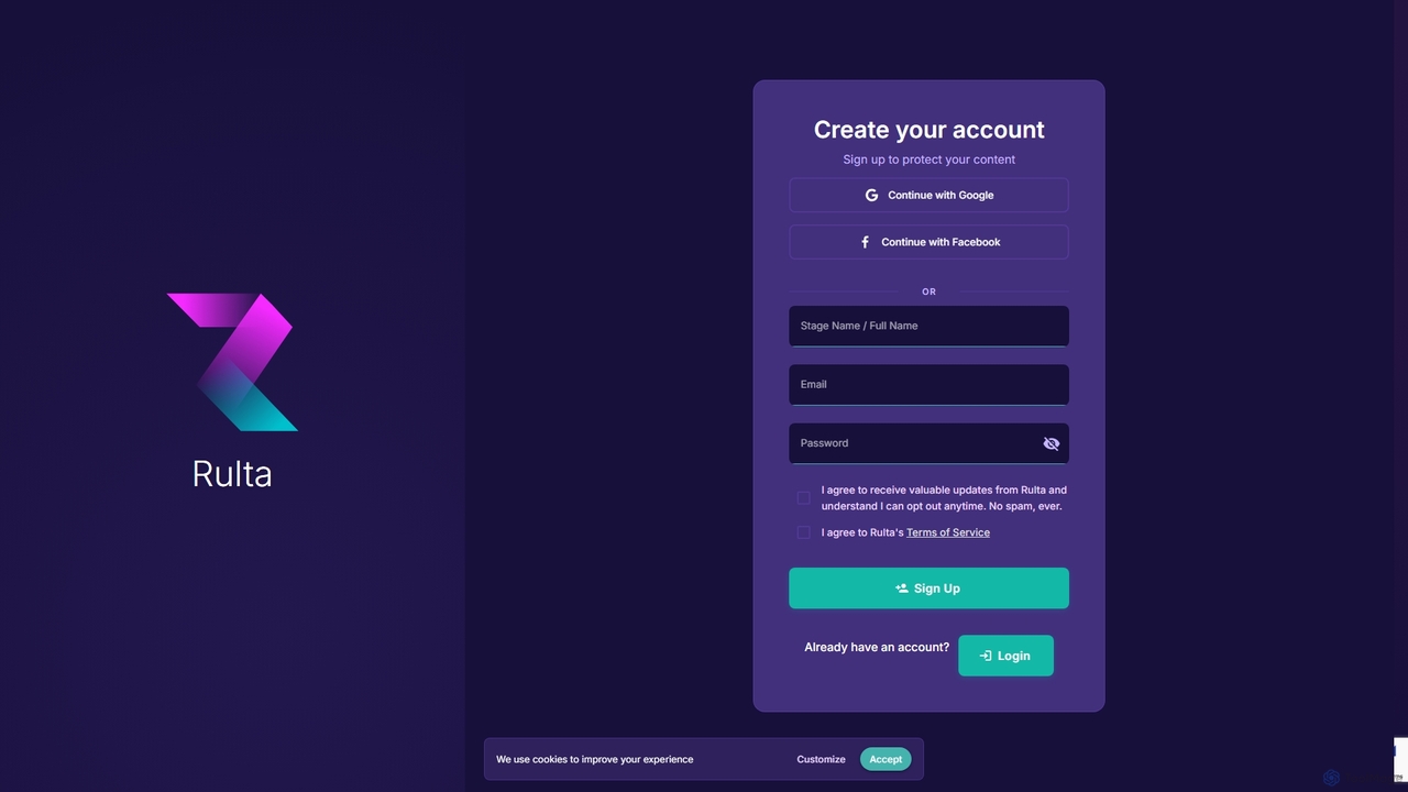 Rulta | Sign up for Rulta
