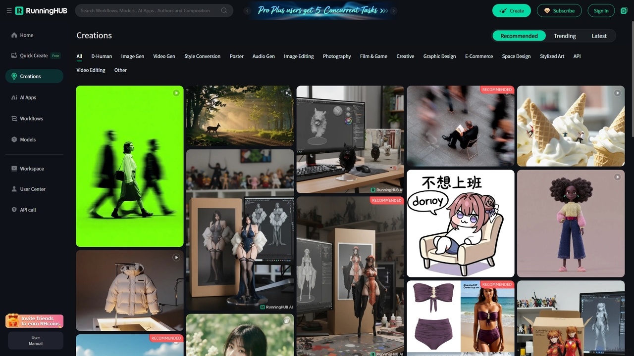 Impressive AI-generated image, text, and video works produced via ComfyUI's online creation platform - RunningHub for RunningHub