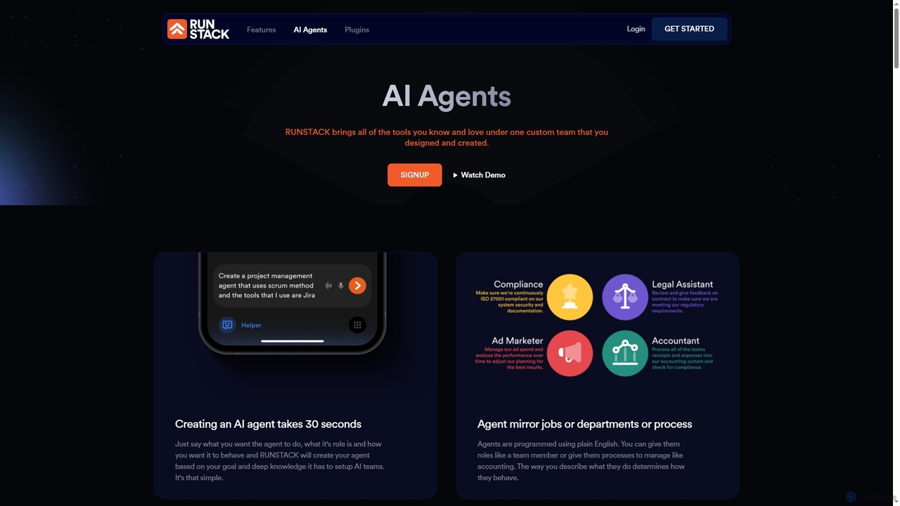 Custom AI Agents | Create Intelligent Assistants in 30 Seconds | RUNSTACK for Runstack