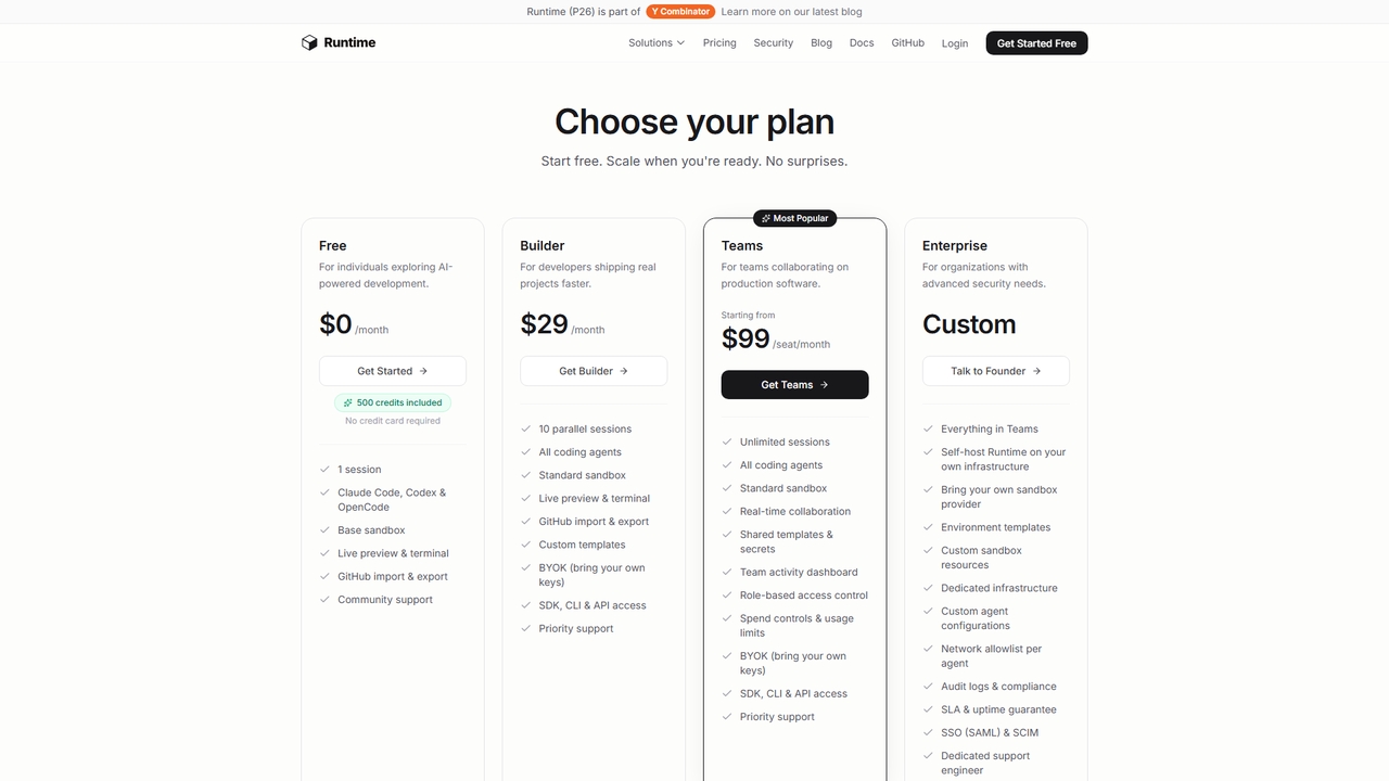 Pricing | Runtime for Runtime