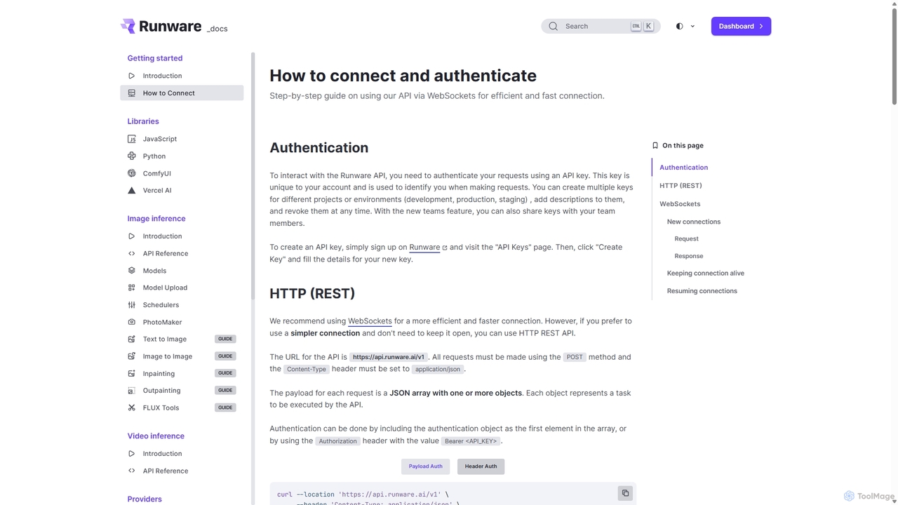 How to connect and authenticate | Runware Docs for Runware