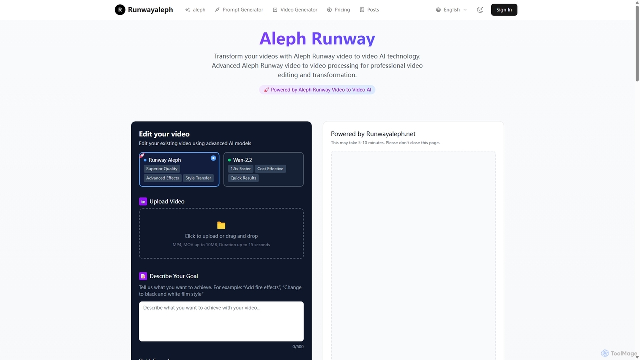 Runway Video to Video Editor | AI Video Transformation Tool for Runway Aleph