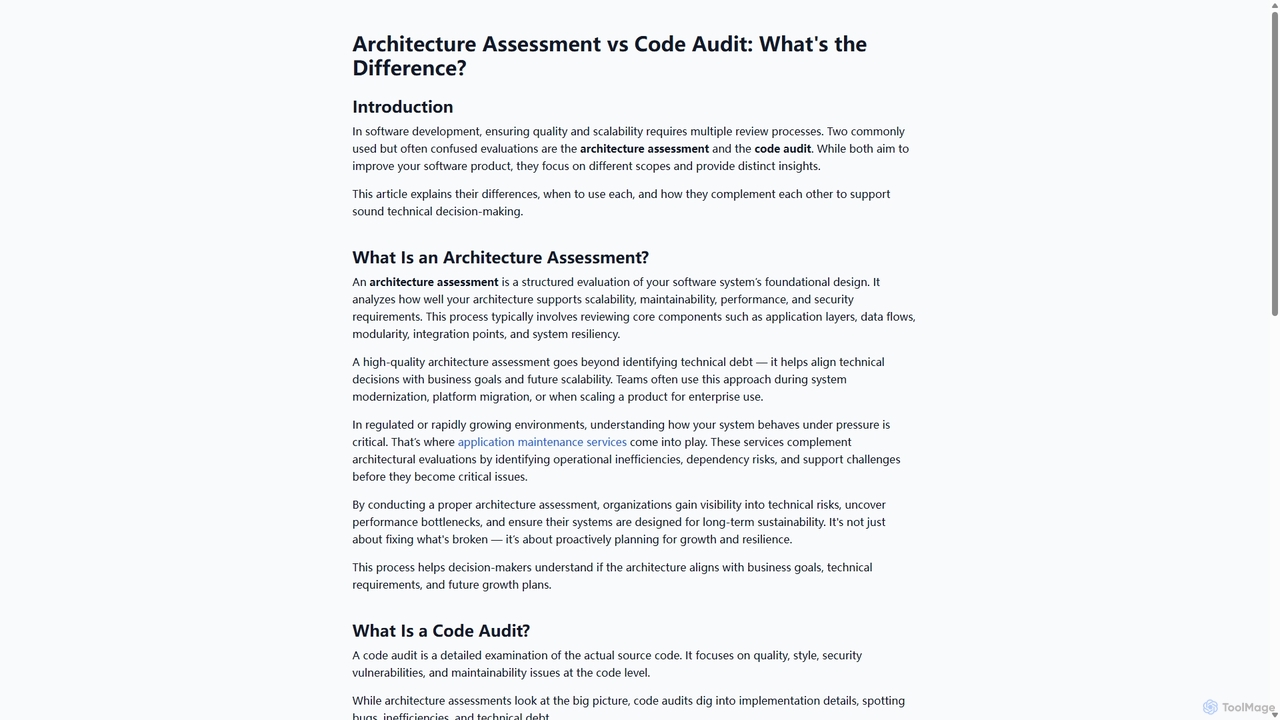 Architecture Assessment vs Code Audit: What's the Difference? for Rytersblock