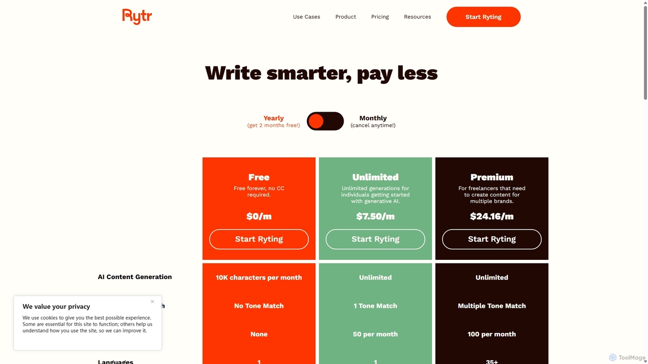 Pricing - Rytr for Rytr