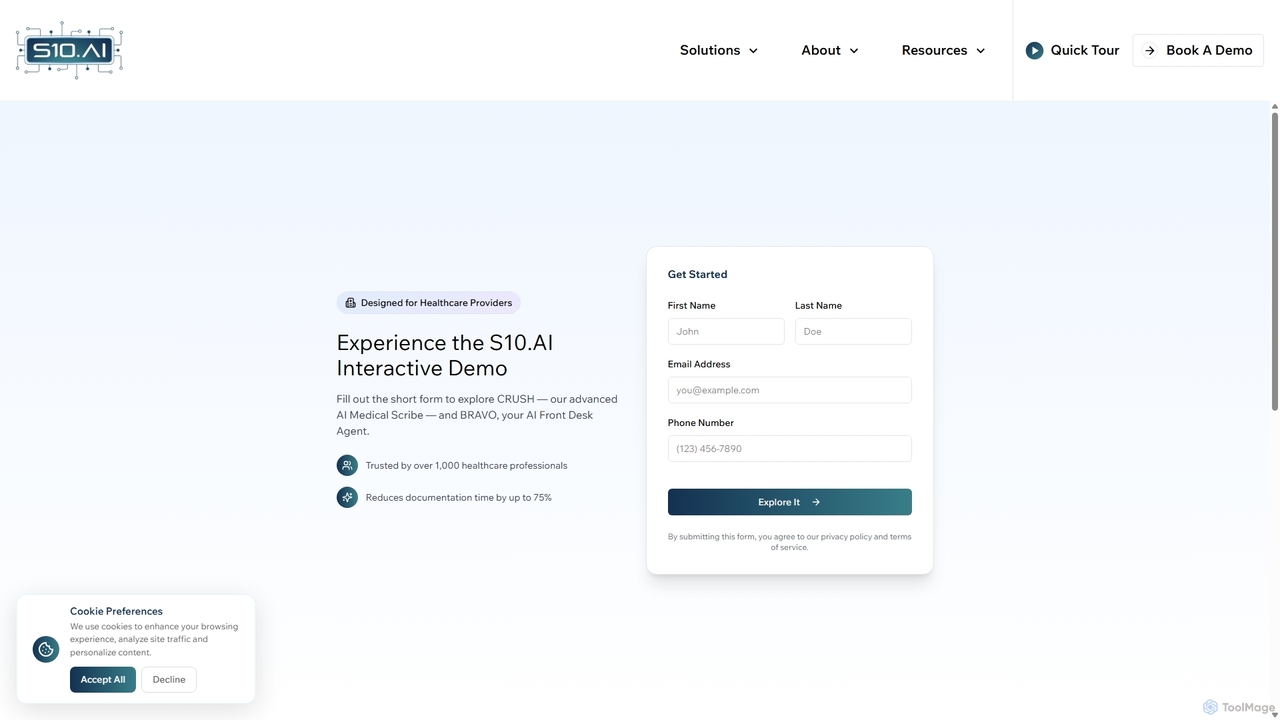 AI Medical Scribe: Interactive Demo for Clinicians for S10.AI
