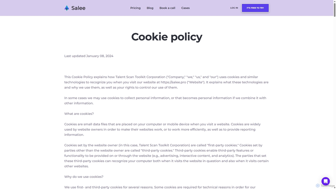 Salee AI - Cookie Policy for Salee