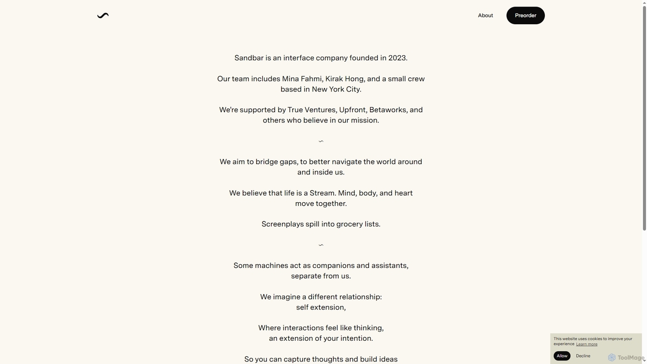 Interface company, Sandbar is an interface for Sandbar