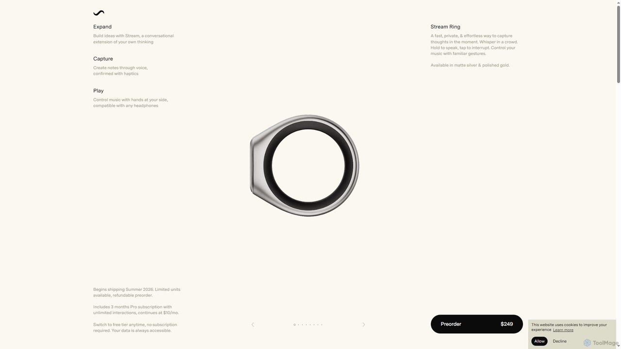 Stream Ring: Voice-Activated Ring – Sandbar for Sandbar