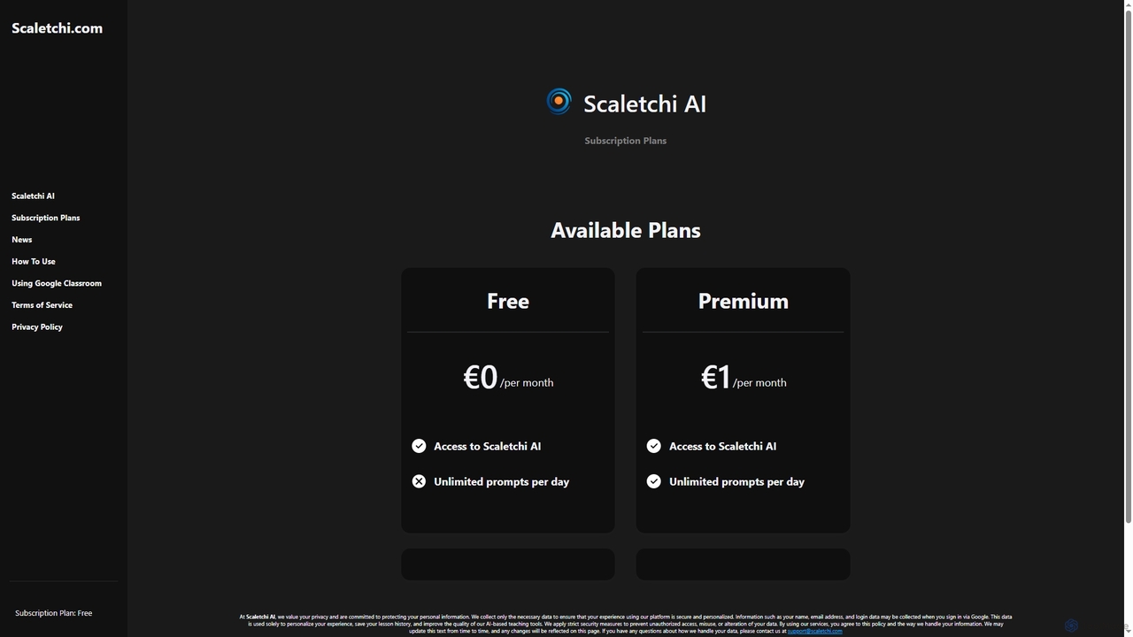 Subscription Plans for Scaletchi