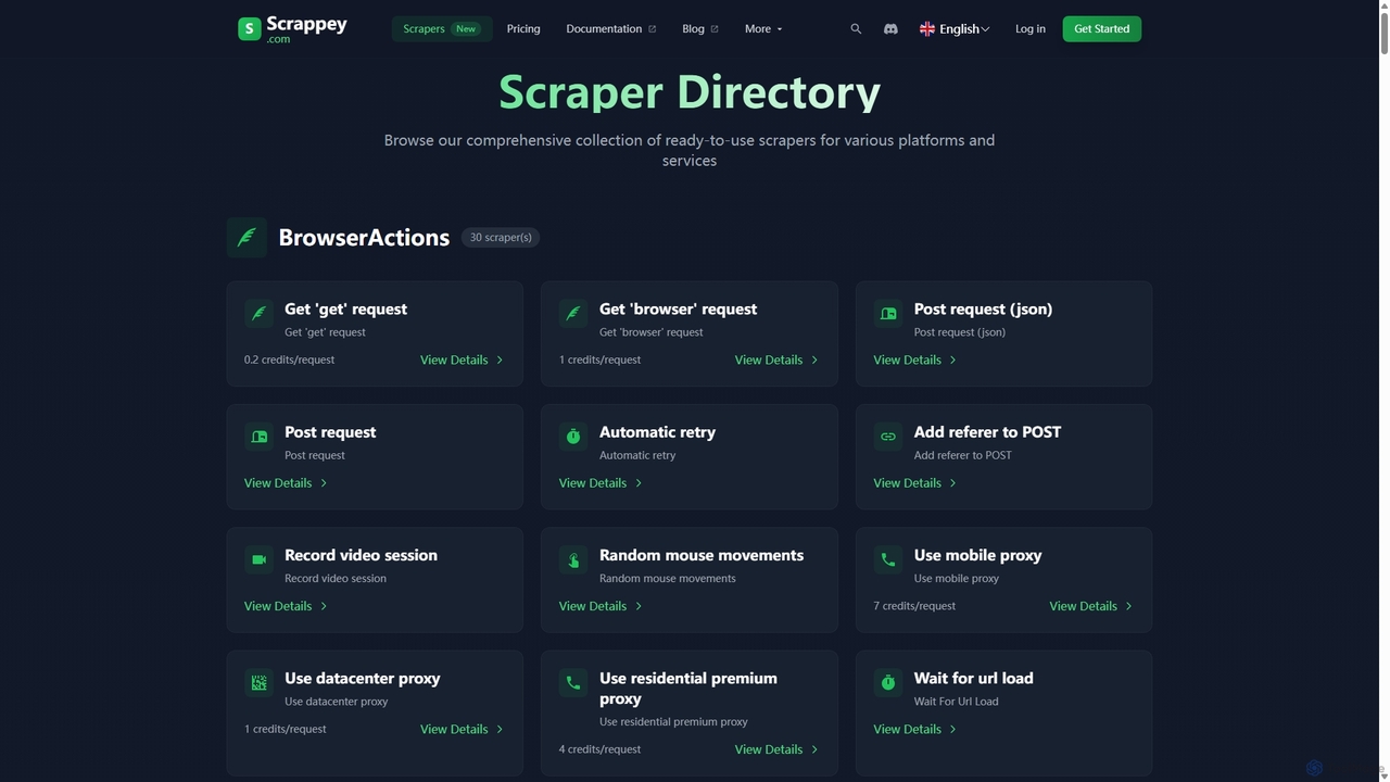 Scraper Directory for Scrappey