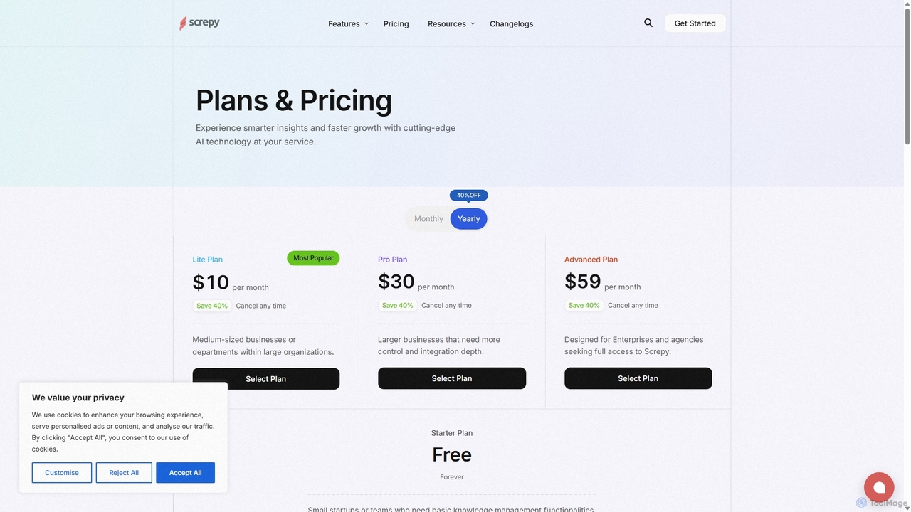 Pricing - Screpy for Screpy