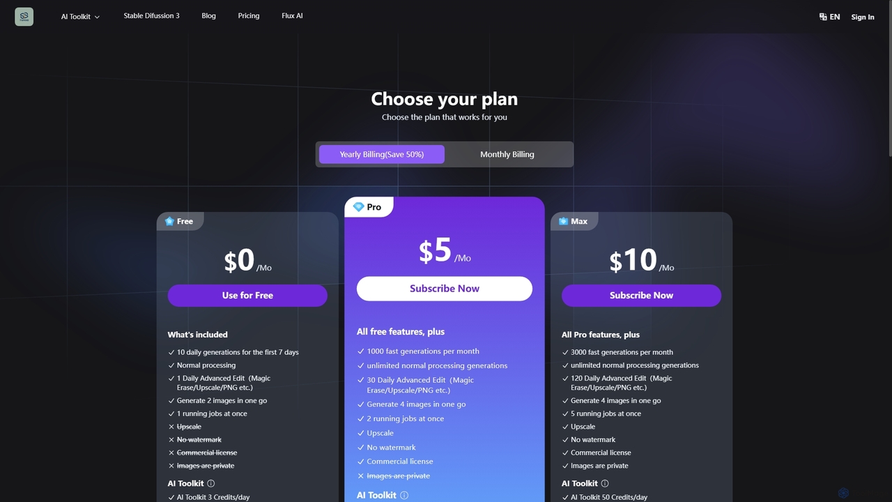 Choose your plan for SDXL Turbo